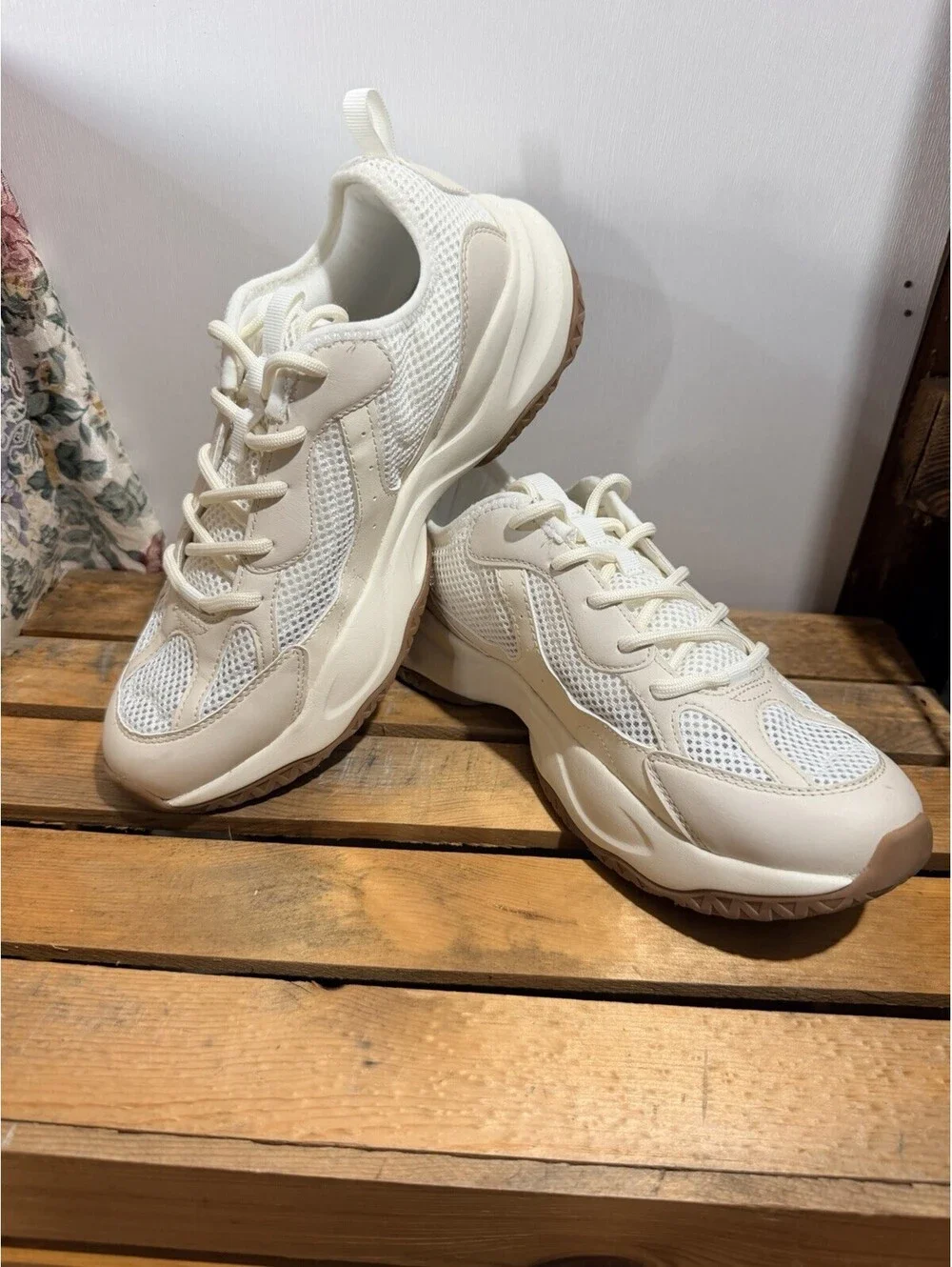 Lady’s Tennis Shoes Target Women’s Beige/White Athletic Sneakers Solid